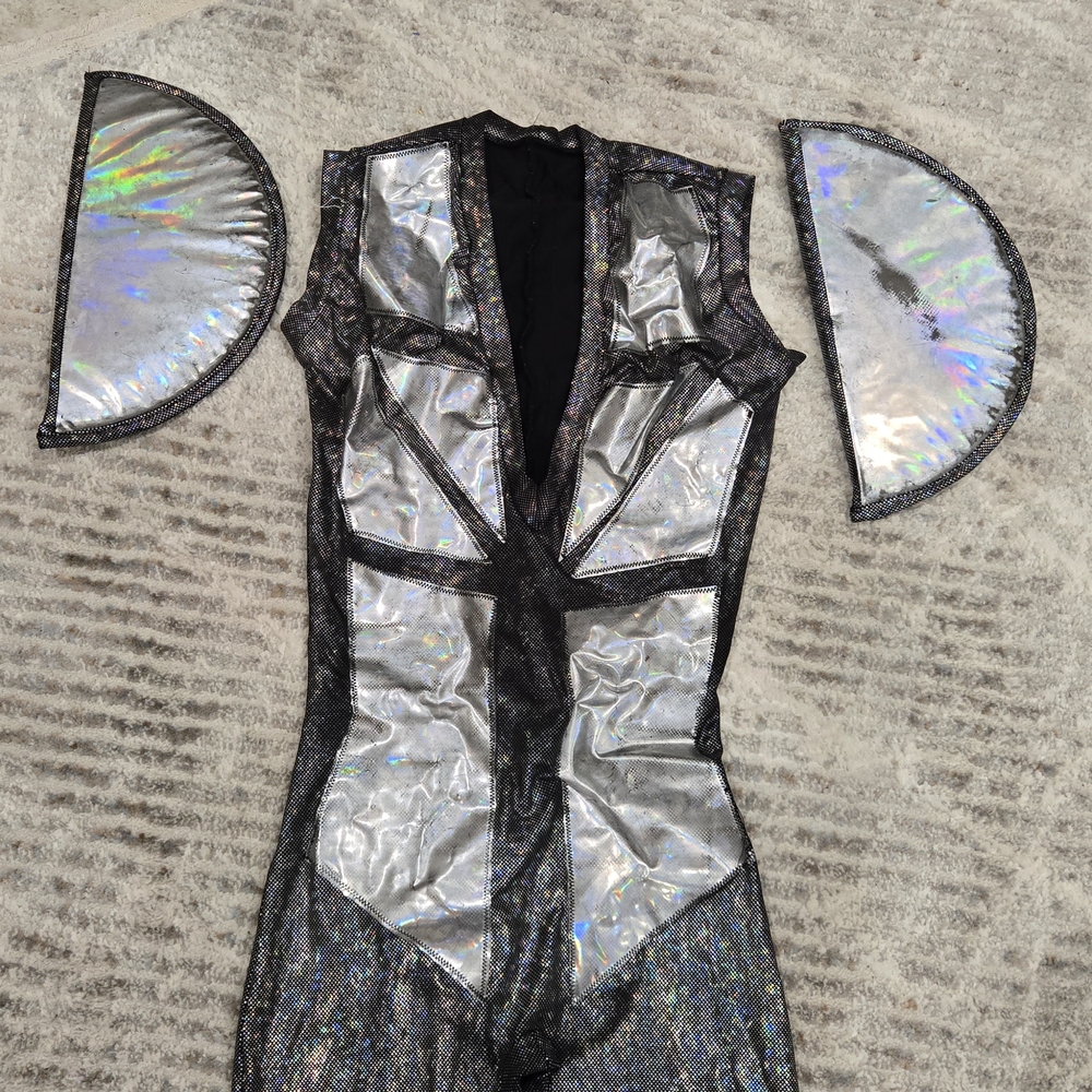 Holographic Silver Costume with Detachable Sleeves